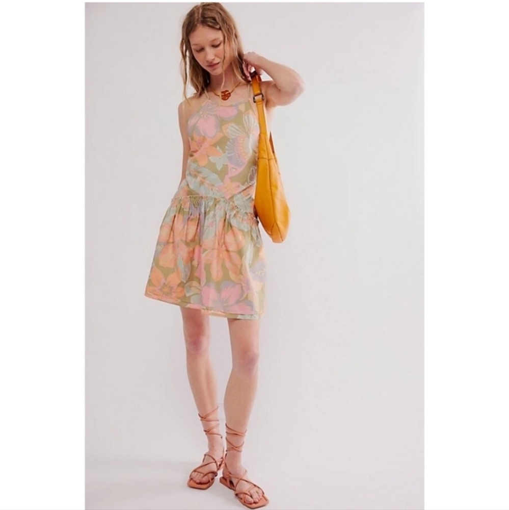 Free People Deserted Island Mini Dress Rainforest Combo Xsmall,smal Summer Beach - Picture 11 of 14